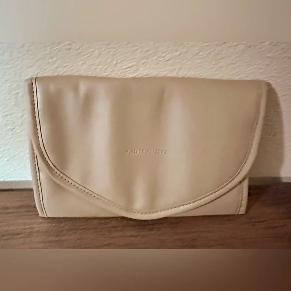 Neutral Beige Tan Camel Jewelry Travel Organizer Case Zip Pouch Minimalist NEW - Picture 9 of 11